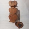 Wood Heart Shelf with 3 Wood Heart Mirrors