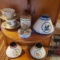 Shelf Lot of Assorted Candle Holders and Teacups