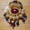 KJL Multicolor and Gold Tone Brooch