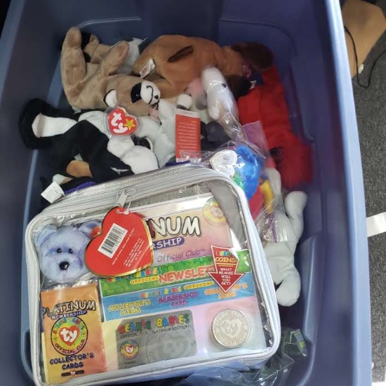 Tote Lot of Assorted TY Beanie Babies