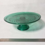 Vintage Anchor Hocking Emerald Green Wexford Glass Cake Plate