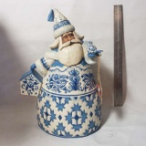 New - Jim Shore “Blue Quilt “ Santa Toile Figurine