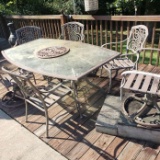 Patio Table with 6 Chairs - Glass Top