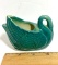 Vintage Teal Pottery Swan 3