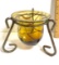 Amber Glass Candle Holder with Metal Stand