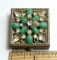 Vintage Hinged Divided Pillbox with Beaded Top