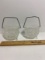 Vintage Pair of Clear Sugar Cube Tri Footed Kettle Dishes with Metal Handles