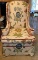 Beautiful Cloth Wingback Floral Chair with Wooden Legs