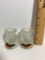 Vintage Pair of Frosted Glass Holly and Ivy Candle Holders