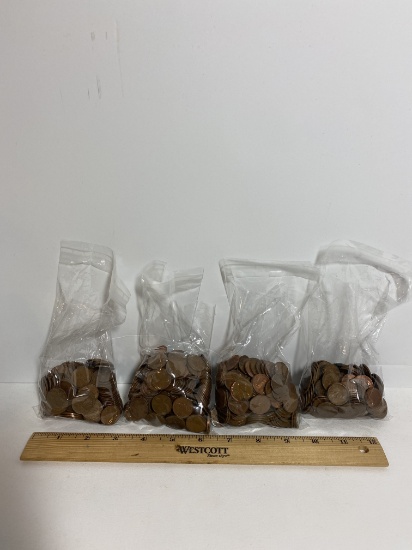 Lot of 4 Bags of Old and New Pennies
