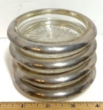Vintage Set of 4 Glass Starburst Plated Coasters By Leonard Silver