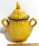 1970's Metlox “Poppy Trail” La Mancha Gold Stoneware Lidded Sugar Bowl with Handles