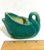 Vintage Teal Pottery Swan 3