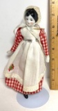 Vintage Porcelain Victorian Doll Ornament on Stand