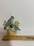 Vintage Blue Jay On Tree Porcelain Figurine