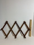 Vintage Wooden Accordion Expandable Wall Rack