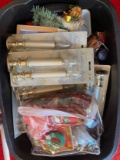 Vintage Large Christmas Tote Lot Decorations and More