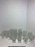 Vintage 17 Piece Set of Clear Glass Ware Assorted Sizes with Square Bottom