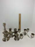 Lot of Weighted Sterling Silver Candlesticks & Candelabra