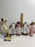 Lot of Small Porcelain Dolls on Stands Lot of Small Porcelain Dolls on Stands