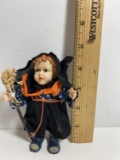 Vintage Resin Halloween Girl with Cloth Costume