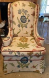 Beautiful Cloth Wingback Floral Chair with Wooden Legs