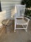 White Wooden Rocker with Small Side Table