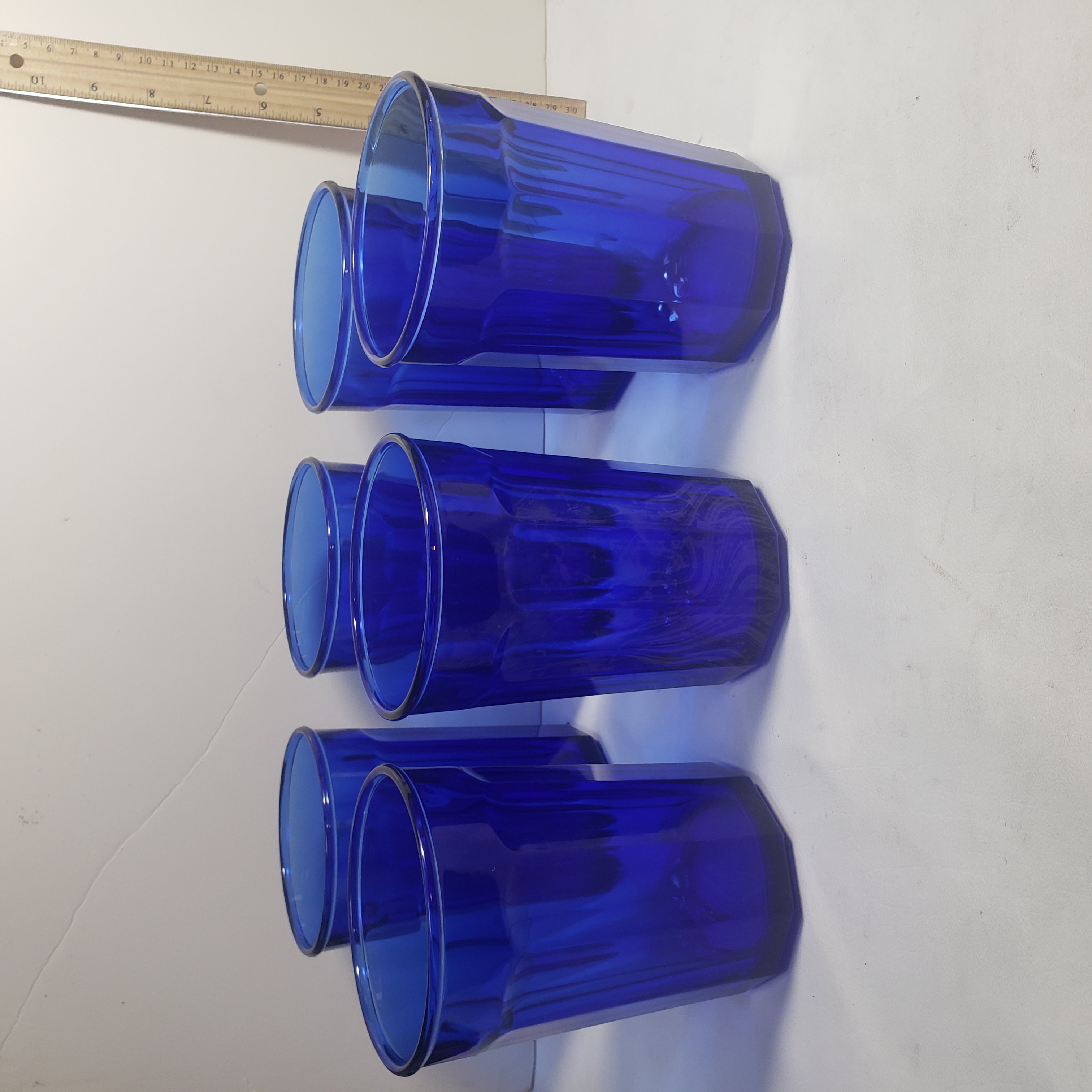 Lot of 6 Cobalt Blue Glass 10 Sided Drinking | Proxibid
