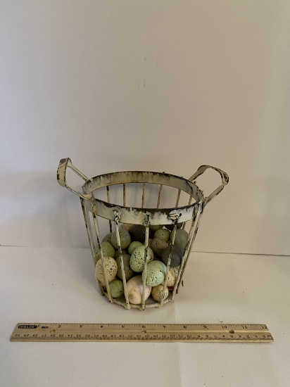 Metal Basket with Eggs