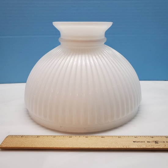 Ribbed Milk Glass Student Shade with 9.5” Fitter