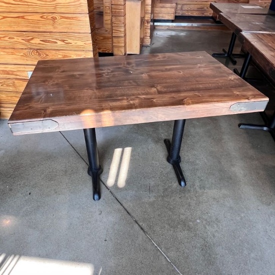 Rectangular Table with Wooden Top & Metal Base