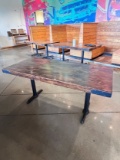 Wooden Rectangular Restaurant Table with Metal Base