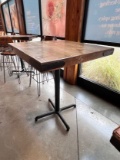 Bar Height Wooden Square Table with Wooden Top & Metal Base