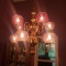 Vintage Gold Tone with Cranberry Colored Glass Chandelier