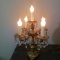 Vintage Brass Hollywood Regency Table Lamp - 5 Light Crystal Prisms Candelabra - Works