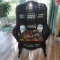 Wicker Rocking Chair Painted Black with Cushion Seat