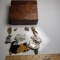 Wooden Jewelry Box with Assorted Pins