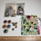 Assorted Lot of Buttons and Covers in Brighton Jewelry Storage Pouch