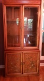 Vintage Dixie Oriental Style 2 Piece Lighted China Cabinet