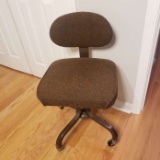 Vintage Dark Brown Upholstered Adjustable Rolling Chair