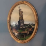 Antique Bubble Glass Statue of Liberty Reverse Painting