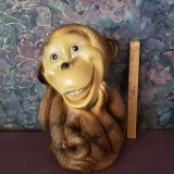 Vintage Chalkware Monkey Bank