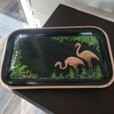 Vintage Metal Flamingo Tray