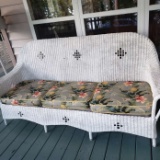 Vintage Wicker Sofa with Cushions
