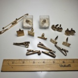 Lot of Men’s Gold Tone Tie Tacks and Cufflinks