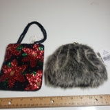 Ganz Christmas Evening Bag and Faux Fur Large Coin Purse