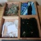 4 Wood Trays Full of Stained Glass Pieces