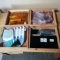 4 Wood Trays Full of Stained Glass Pieces