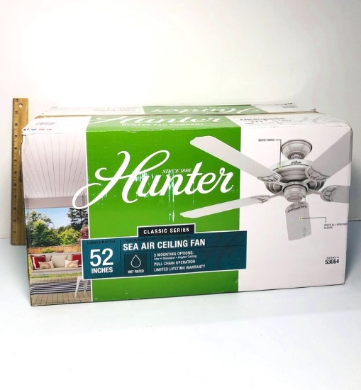 New in Box Hunter 52 inch Indoor/ Outdoor Sea Air Ceiling Fan