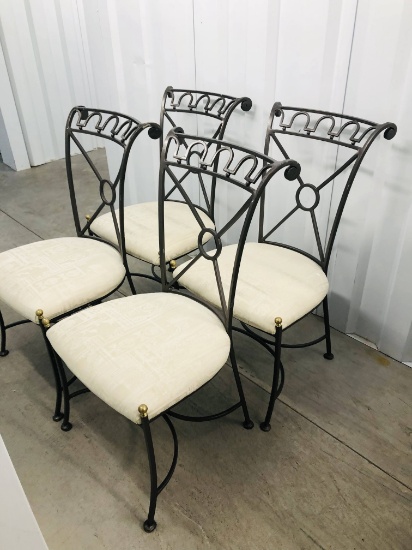 Set of 4 Pulaski Wrought Iron Grecian Style Dining Chairs